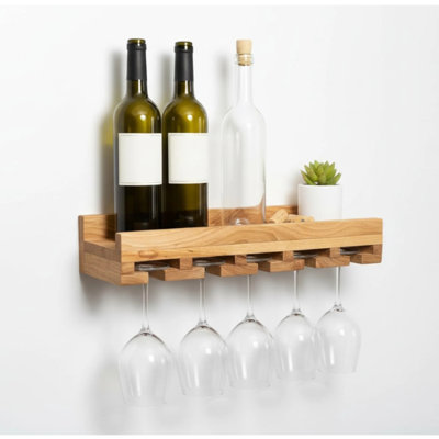  Premium Series Solid Hard Wood Wall-mounted Wine Rack & Stemware Holder