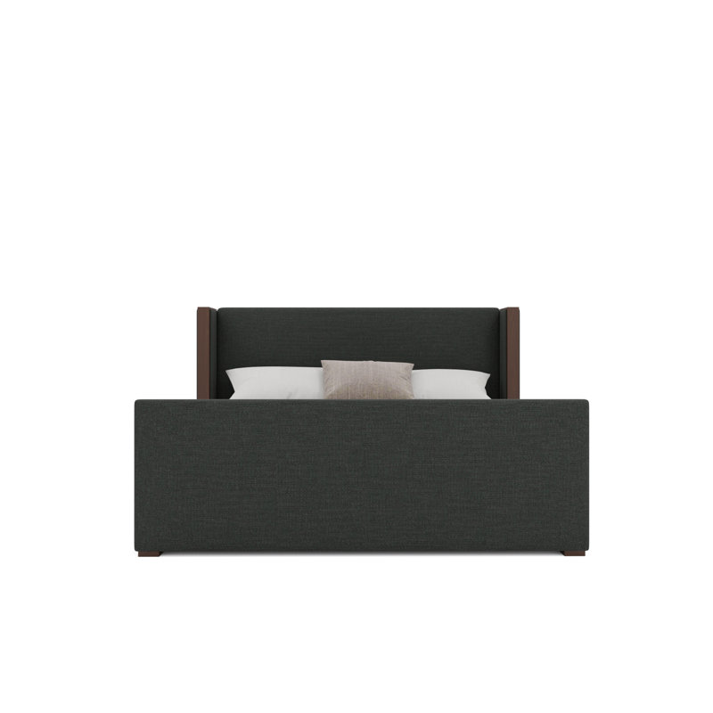 Lit bas tapissier Irenne, Très grand californien, Tissu performance Revolution Fabrics® gris anthra