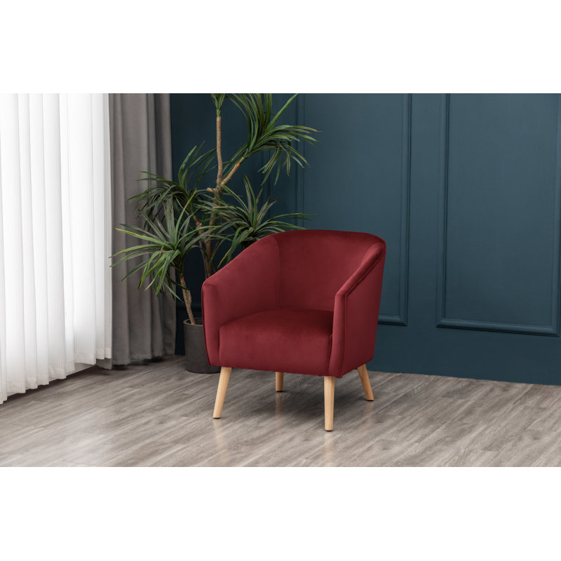 Fauteuil demi-tonneau Marzi, Velours rouge performance