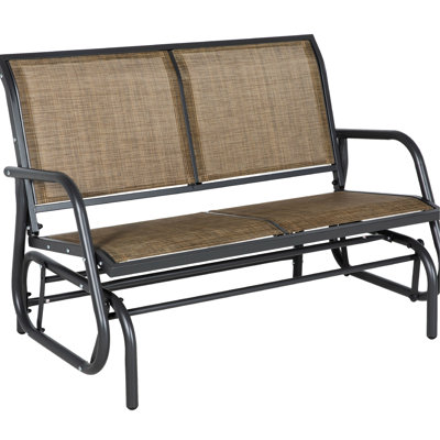 2 Patio Glider , Double Swing Rocking Chair Bench. Powder Coated Steel Frame In Mixed Brown. Comfortable Sling Fabric, Water-. Holds Up To 440 Lbs. Smooth Rocker, Heat & Wear . Versatile For Garden,