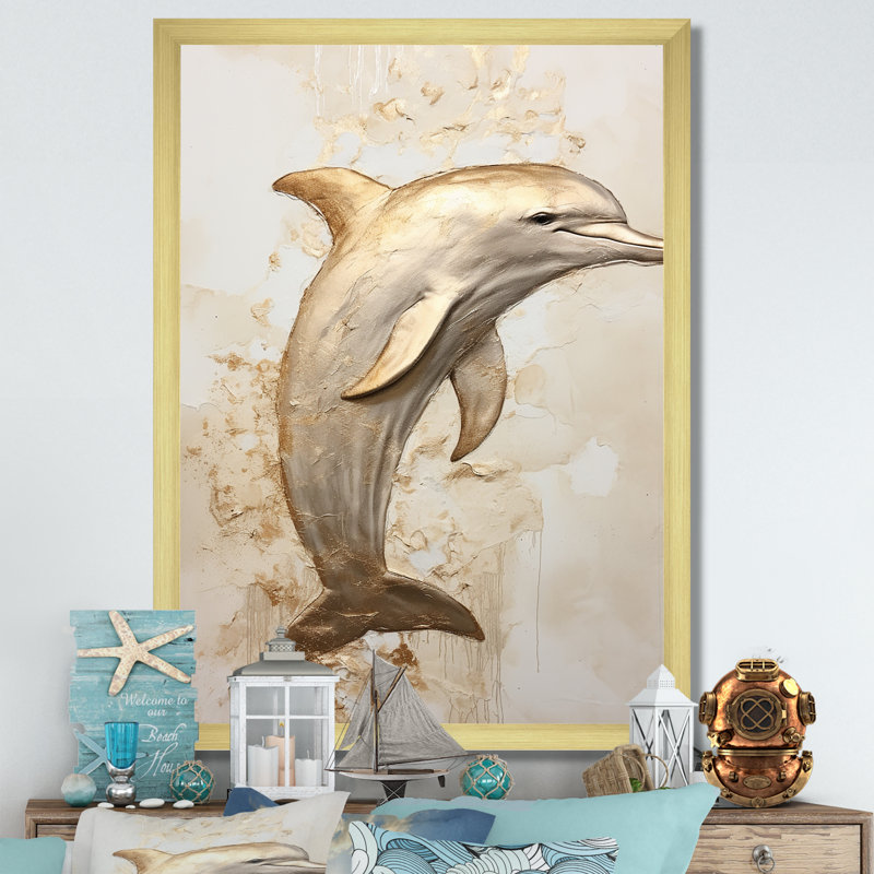 «Beige et doré», impression sur toile, H 32 po x l 16 po x P 1 po, Cadre doré simple