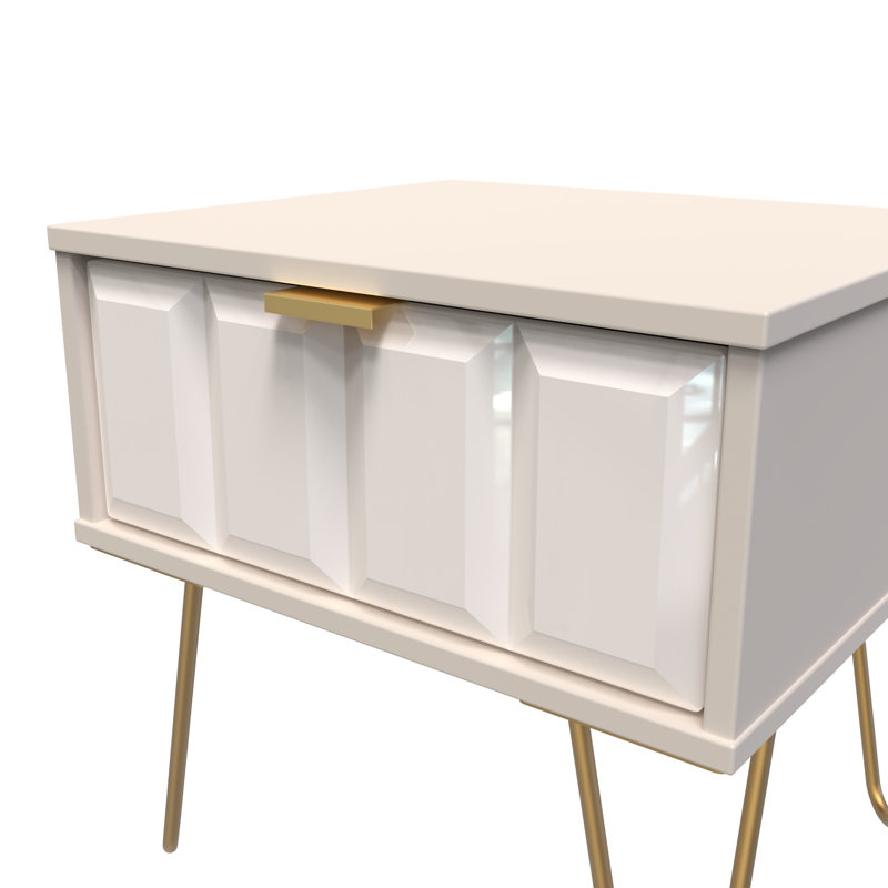 Allem 1 Drawer Bedside Cabinet (Ready Assembled), Kashmir Gloss/Kashmir