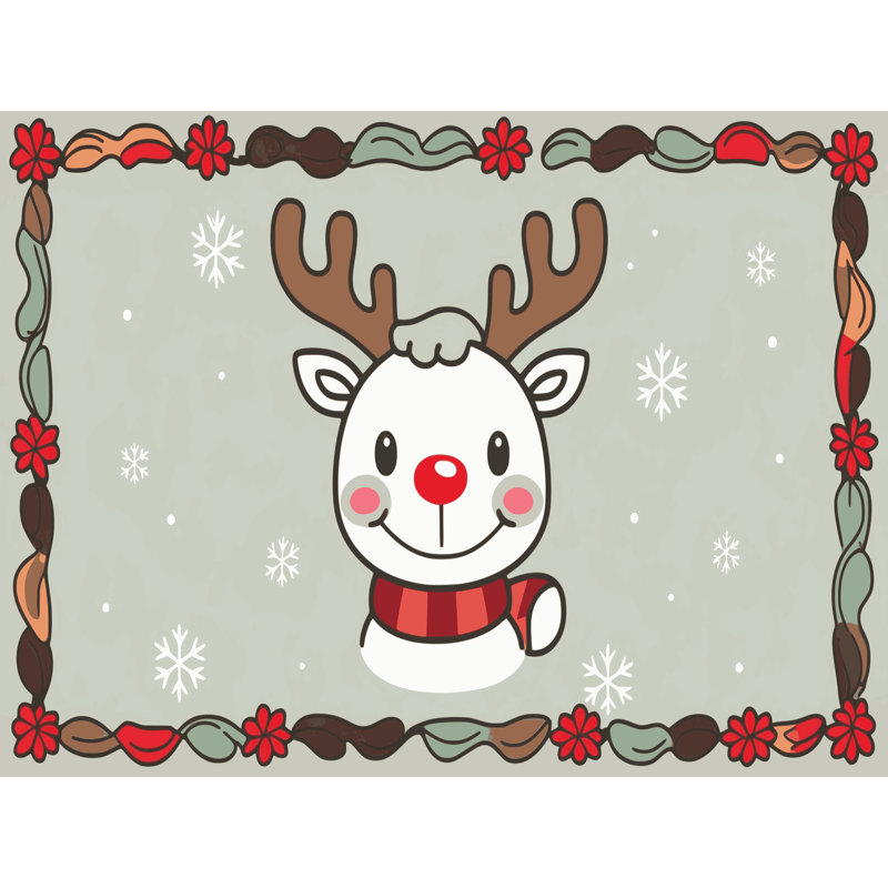Tapis de vacances d'hiver de Noël lavable The Holiday Aisle®, Rectangulaire 2 pi x 3 pi