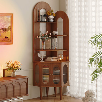 Armoire d'angle en bois massif de style rétro