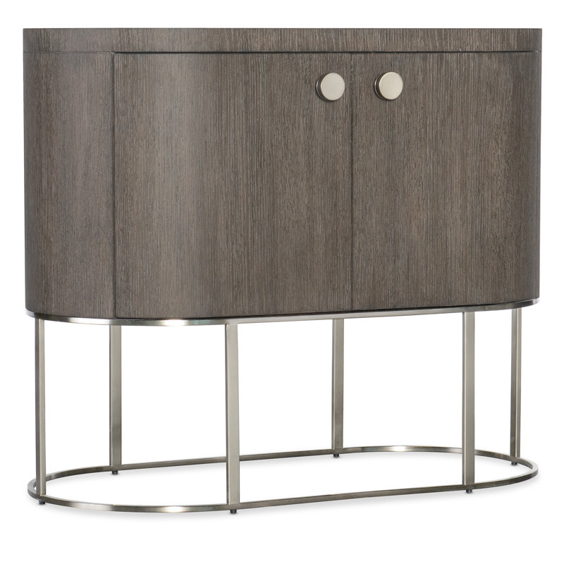 Modern Mink Brown Oval Nightstand with Metal Base