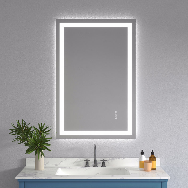 24" x 36" Frameless LED Bathroom Mirror – Dual Light Strips + Anti-Fog + 3 Color Temperatures, 24" x 36"