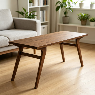 Table basse transformatrice 2-en-1, table de salle à manger extensible à hauteur variable, table multifonctionnelle en bois naturel pour le salon