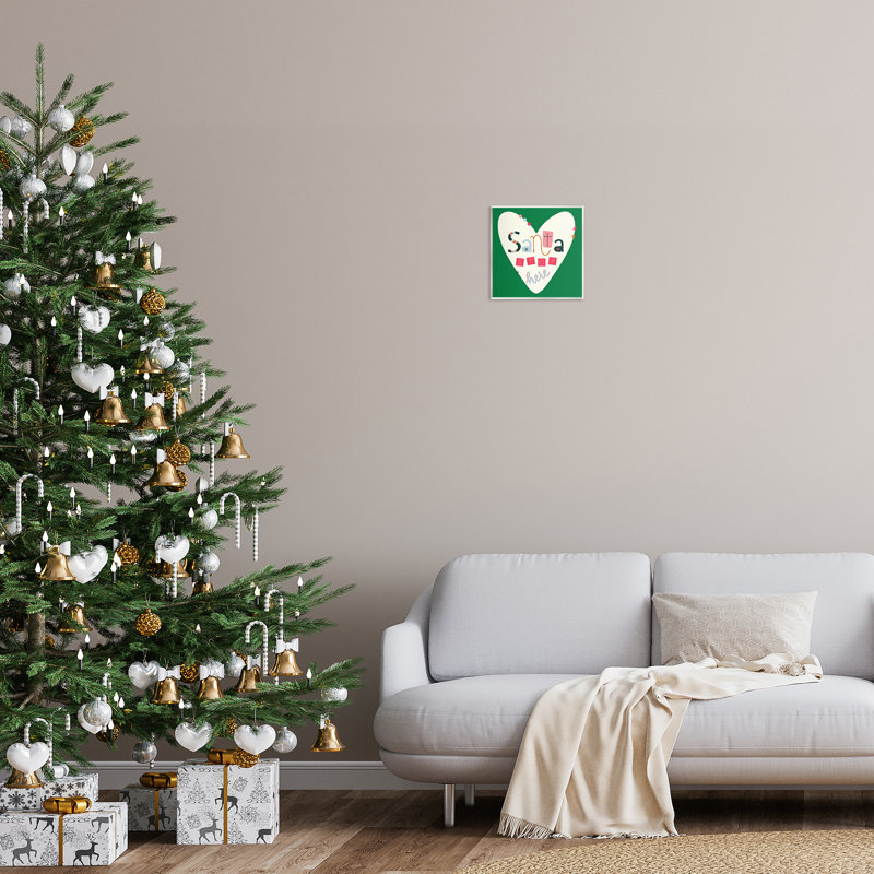Plaque murale Santa Stop Here Heart, design par Sazerelli Designs