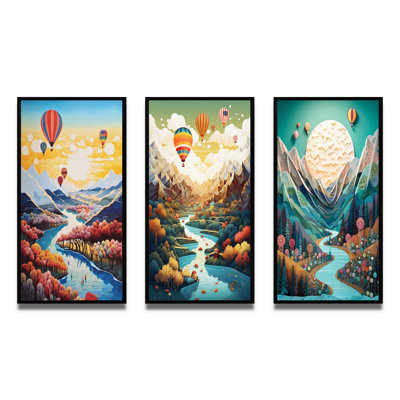 " Hot Air Balloon Off Into The Sky " 3 - Pieces