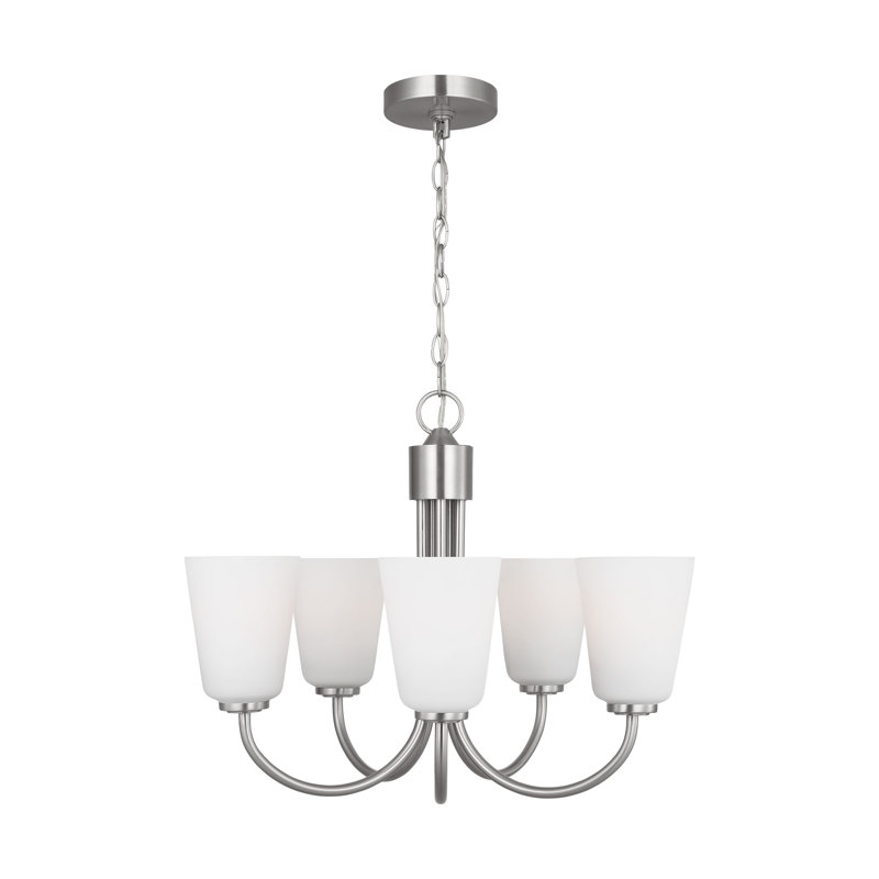 Miles Five Light Chandelier from Generation Lighting , 17.375" H x 21" W x 21" D, 5 Lights, Brushed Nickel
