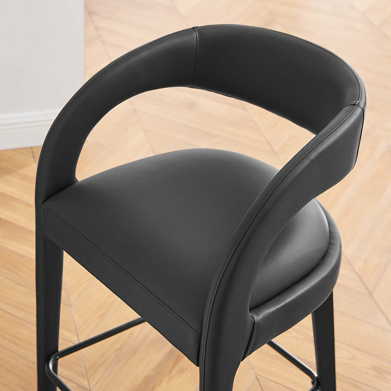 Modway Pinnacle Vegan Leather Counter Stool, Black