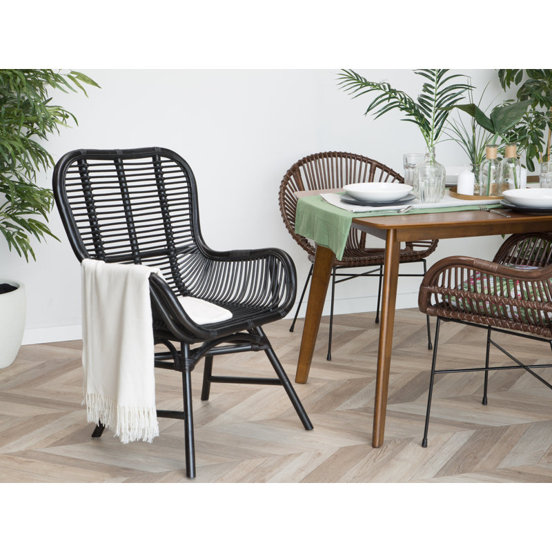 Gaelen Patio Dining Armchair with Cushion, Black