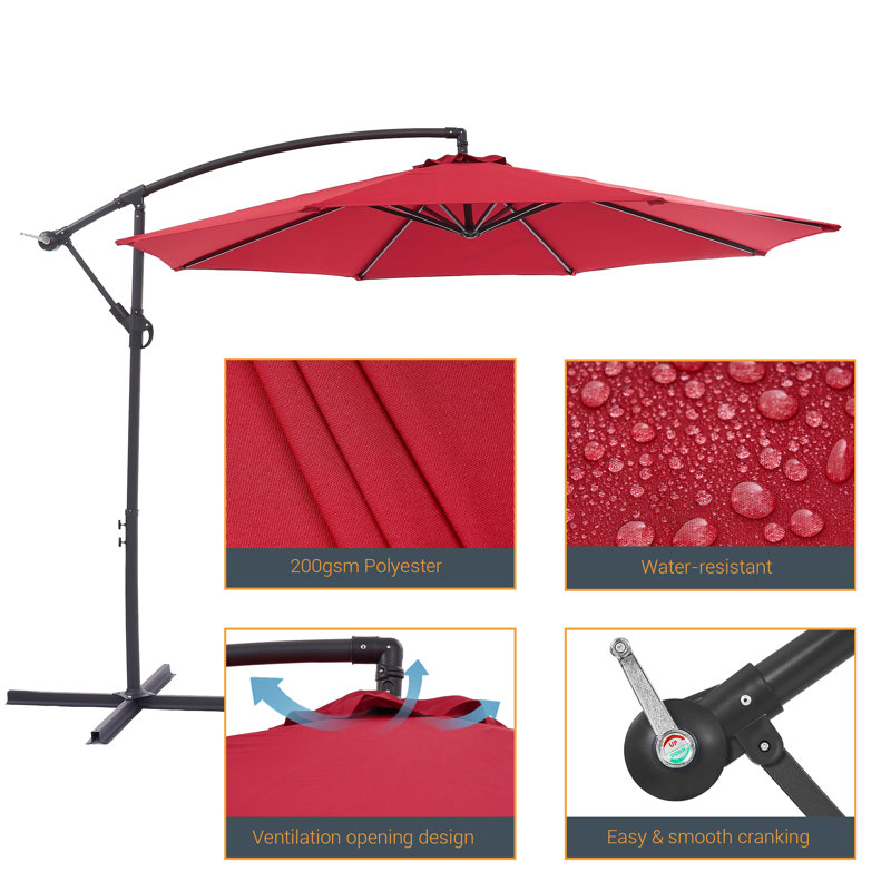 10′ Offset Patio Umbrella, Red