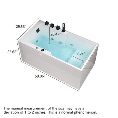 Baignoire profonde en acrylique avec siège intégré et peu encombrante pour les petites salles de bain