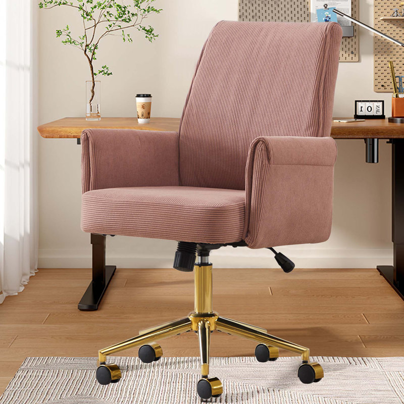Chaise de bureau ergonomique à dossier moyen, Rose clair