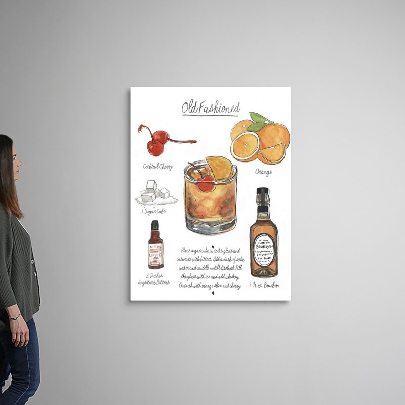 «Classic Cocktail - Old Fashioned» par Naomi McCavitt, reproduction d'art sur toile, H 48 po x l 36 po x P 1,25 po