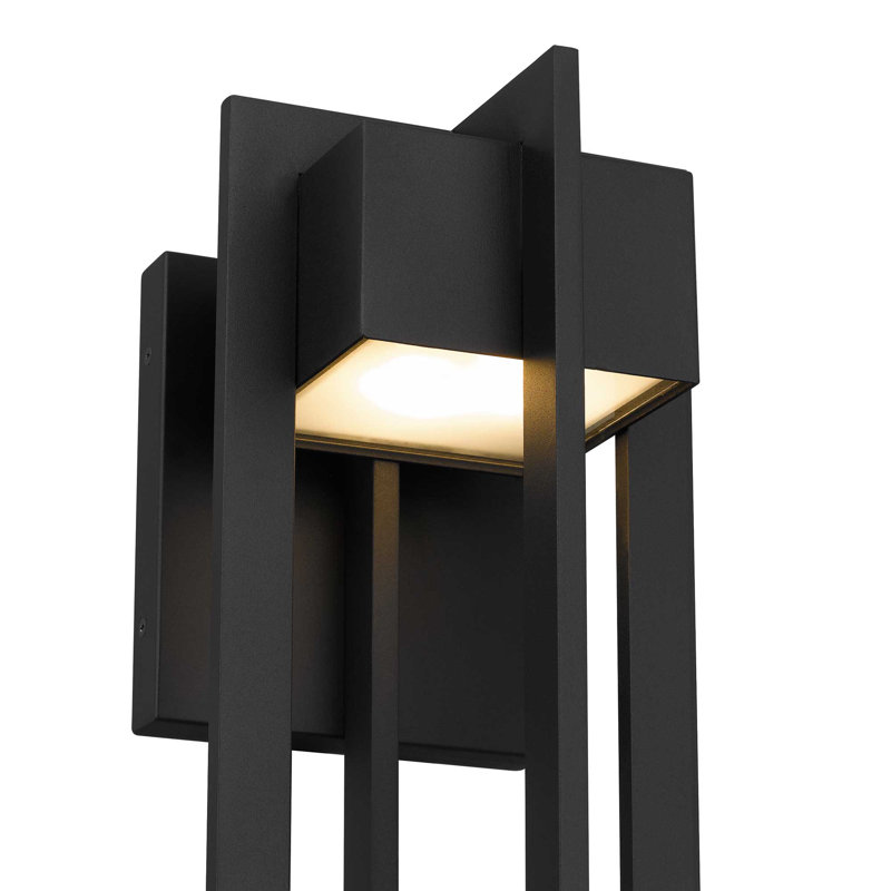 Multi-Size Black Integrated Led Outdoor Wall Sconce (13"/18"/23"), 400-650 Lumens Energy-Saving Light With 3 Color Temperatures, Dimmable, Sand Blast Glass Diffuser, Cetlus Certified, Easy Installation