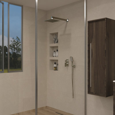 DAX Roma Square Shower System, Brush Nickel