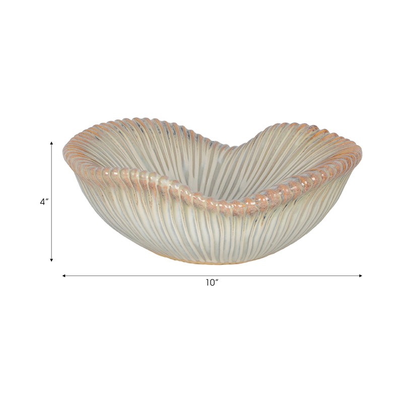 Ceramic Bowl Chiseled Textured Design Handcrafted Decorative Sculpted Form Contemporary Artisan Pottery Curved Organic Shape Unique Accent Piece For Modern Display Settings