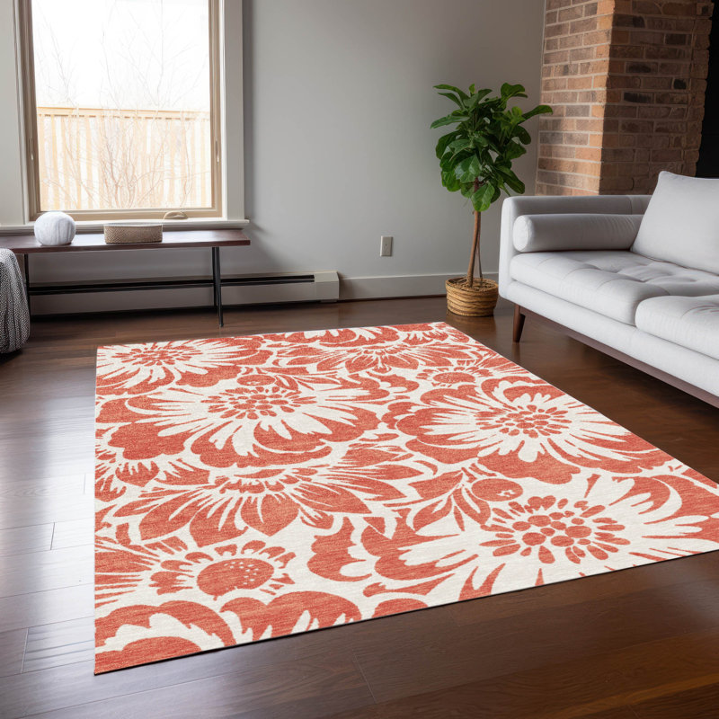 Tapis intérieur / extérieur lavable en machine Daaf ACN551 8 pi x 10 pi saumon, Rectangle 2 pi 6 po x 3 pi 10 po