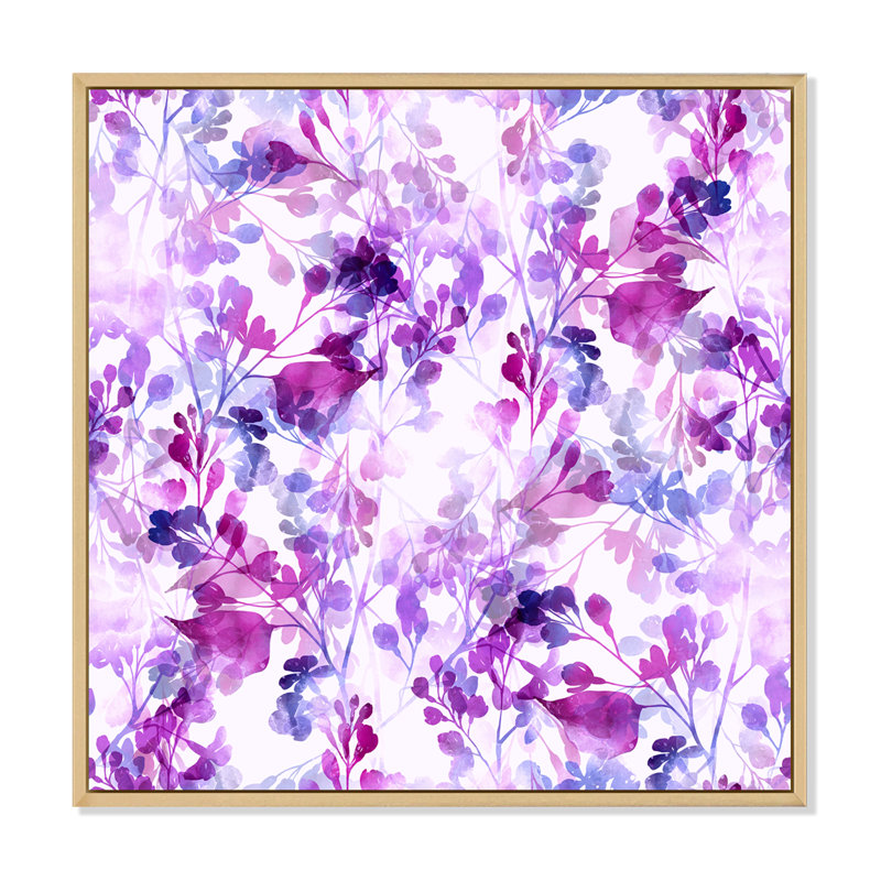 Branches de membres lilas - Impression sur toile, Cadre flottant érable, H 36 po x l 36 po