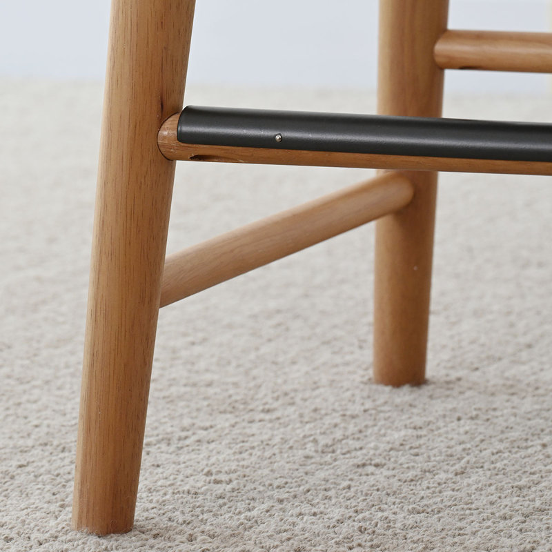 Tabouret de comptoir pivotant rembourré, Siège beige / structure naturelle