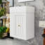 Meuble-lavabo mural moderne avec lavabo en céramique, grand tiroir et rangement latéral pour les petits espaces-129182809
