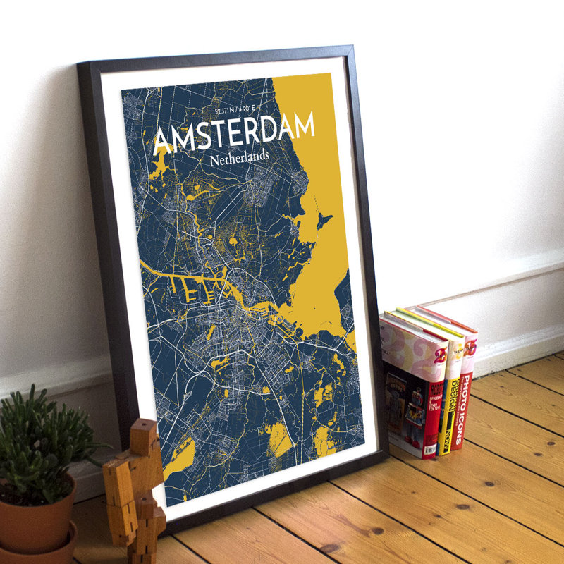 Amsterdam City Map - No Frame Print, 43cm H x 28cm W x 0.13cm D
