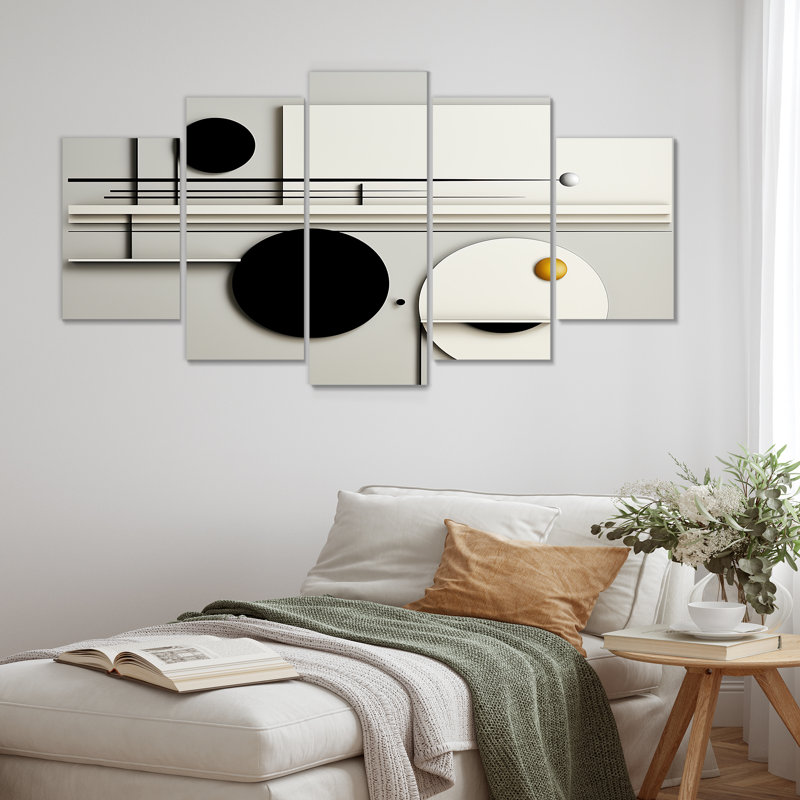 Ensemble de 5 décorations géométriques géométriques «Balance I» - Minimalisme, H 32 po x l 60 po