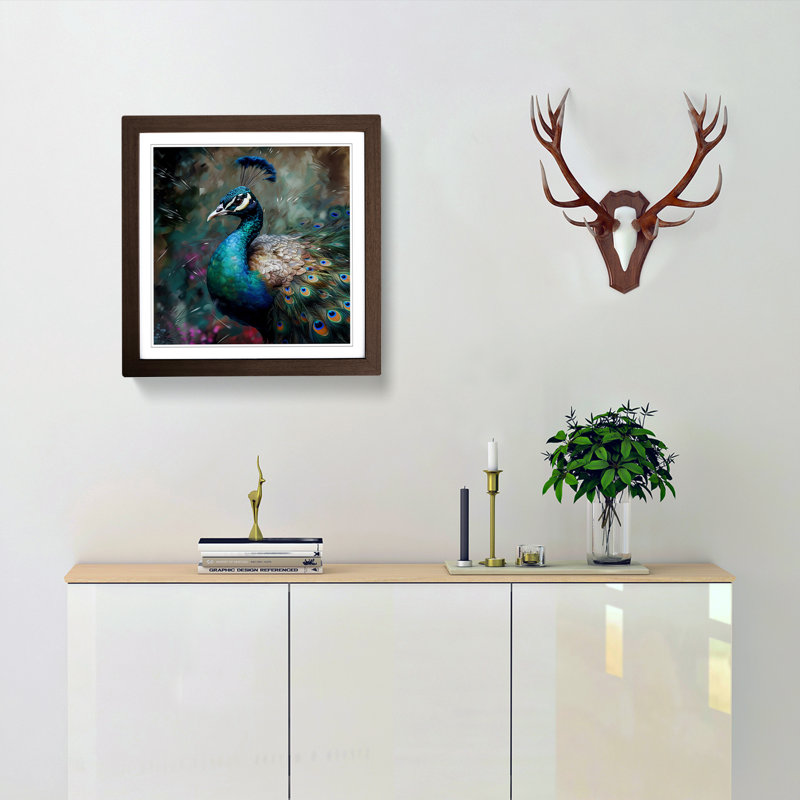 Peacock Impressionism - Framed Print, Walnut