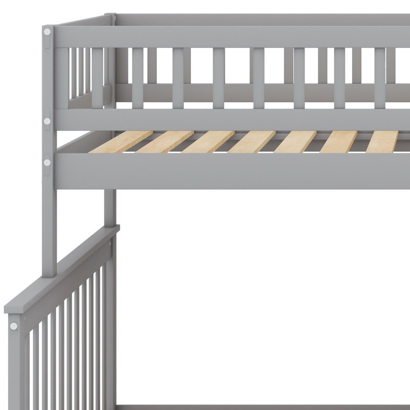 Lit superposé avec escalier de rangement, Gris