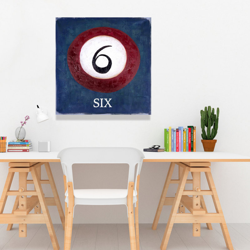 Toile bleue, boule de billard no. 6 | Décoration intérieure | Art sportif