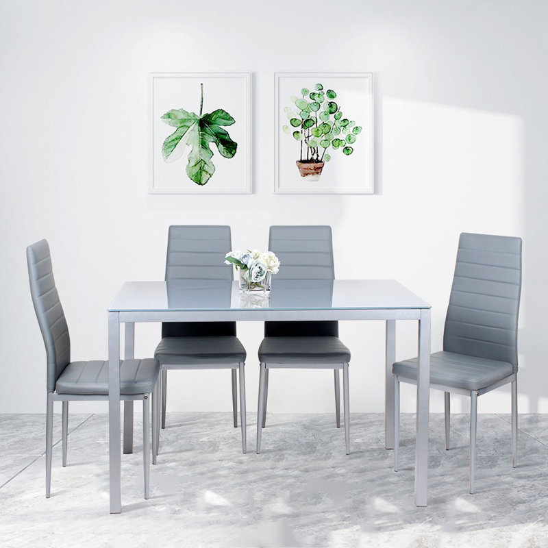 Rakestraw 4 - Person Dining Set, Sliver, White