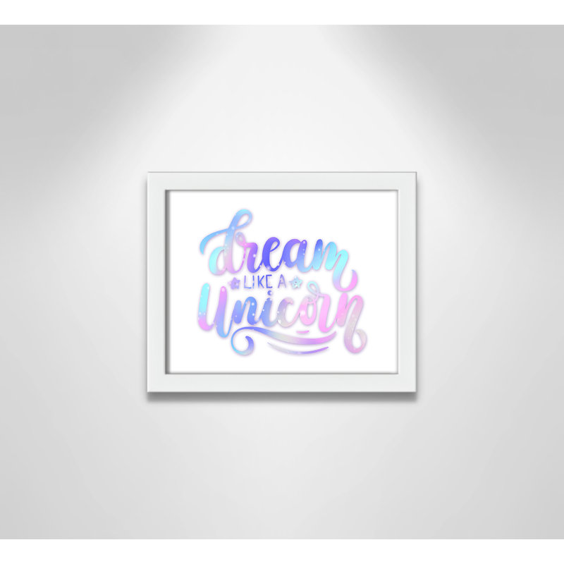 «Dream Like a Unicorn», impression sur papier, H 8 po x l 10 po x P 1,18 po, Encadré de boîte argent