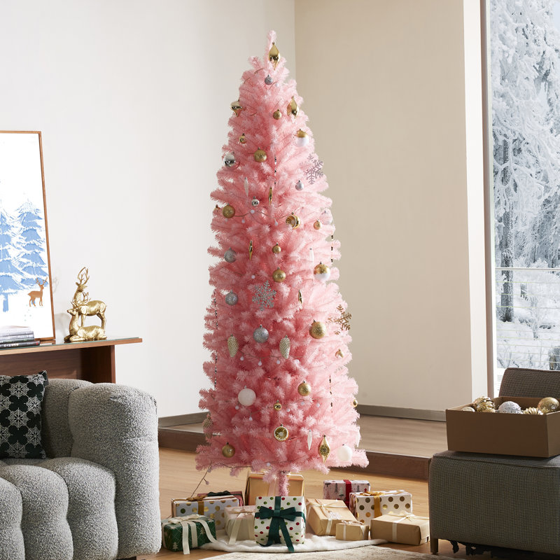 Arbre de Noël artificiel rose, 7,5 pi