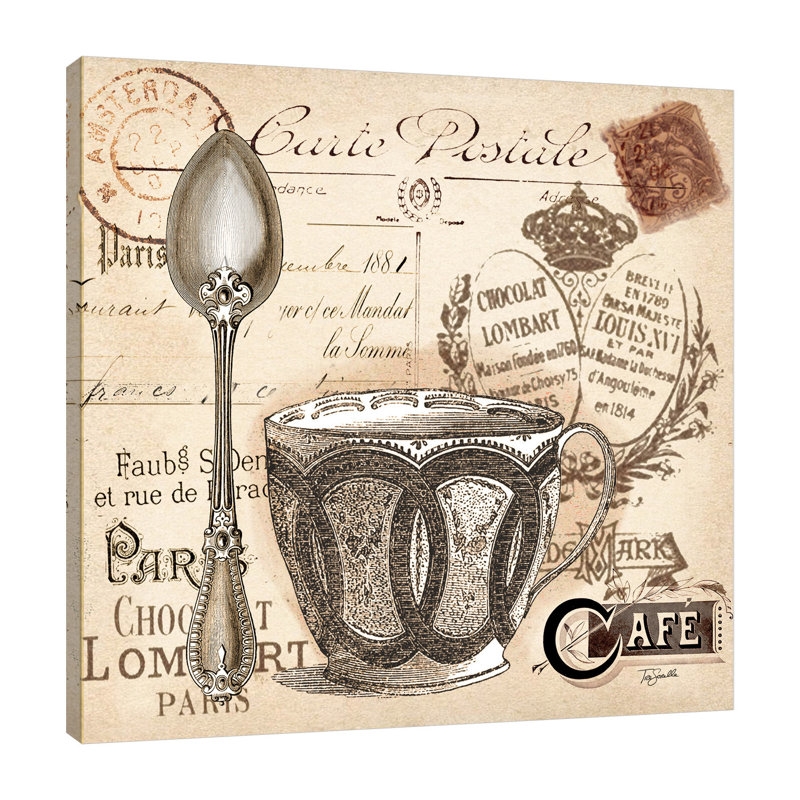 Paris Coffee Postcard II by Tre Sorelle Studios - Wrapped Canvas Print, 30.48cm H x 30.48cm W