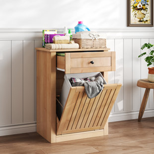 Armoire à poubelle inclinable avec tiroirs 10 gallons en chêne naturel Tilt Out