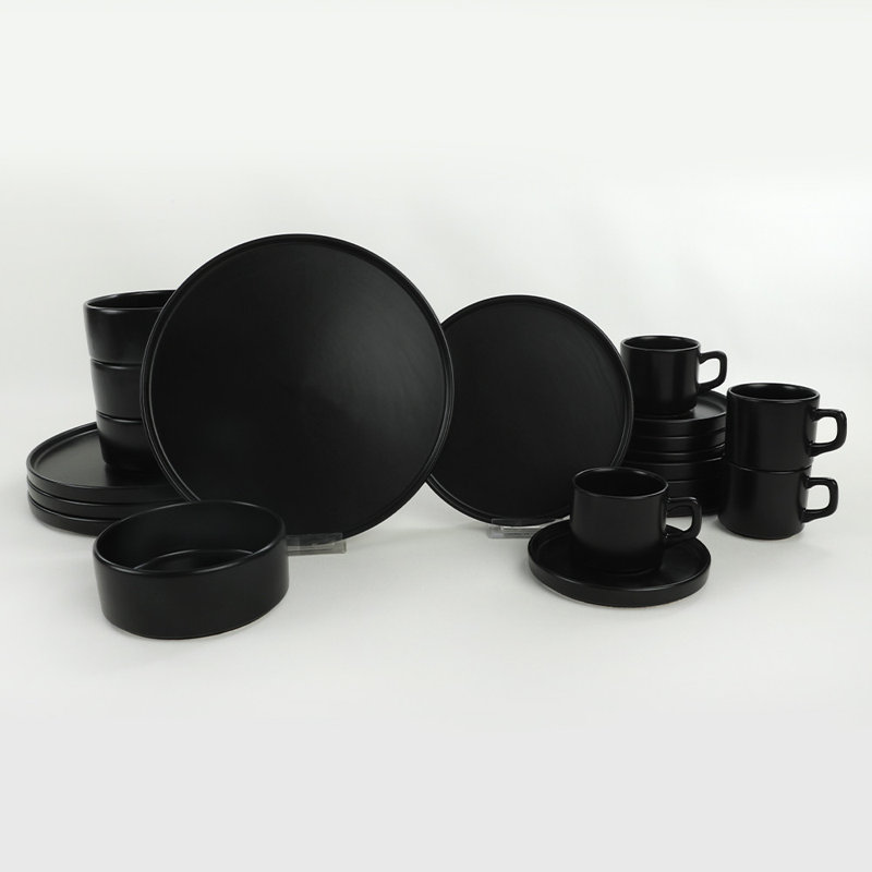 Service de table 20 pièces, service pour 4 Fathema, Noir mat