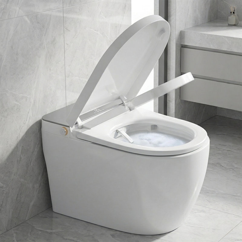 Modern Smart Toilet, Auto Open/Close Lid, Heated Seat, Triple Flush System, Foot Sensor & Remote Control, LED Display