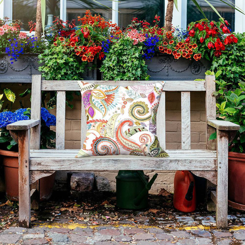 Watercolor paisley floral - 18"x18" Throw pillow - Poly twill - Print on demand, 18" H x 18" W, Polyester/Polyfill