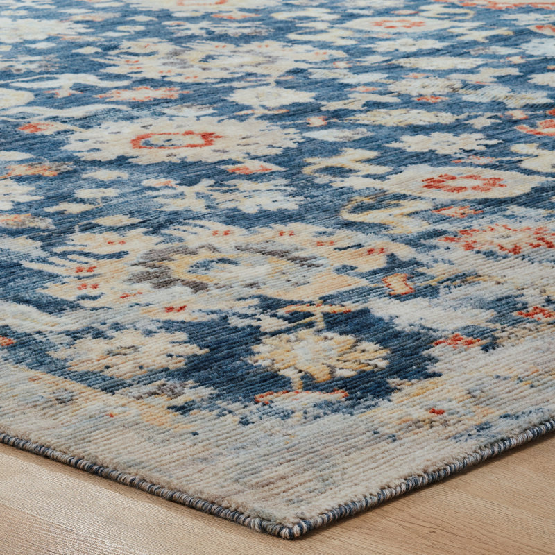 Rosemont Wool Oriental Area Rug in Blue, Rectangle 3'6" x 5'6"