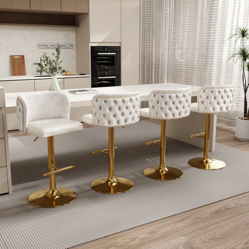 Ensemble de 4 tabourets de bar Modern, Noir, Beige