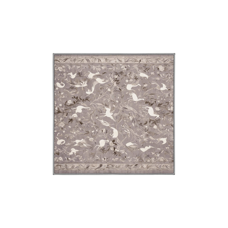Machine Washable Gray Area Rug, Rectangle 3' x 5'
