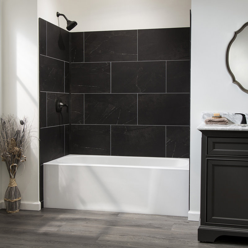Ensemble de carrelage pour douche et baignoire 25,6 po x 14,8 po Palisade, Glace noire