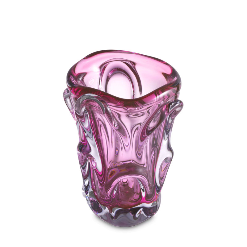 Aila Handmade Glass Table Vase, 9.06" H x 7.48" W x 7.48" D, Blue