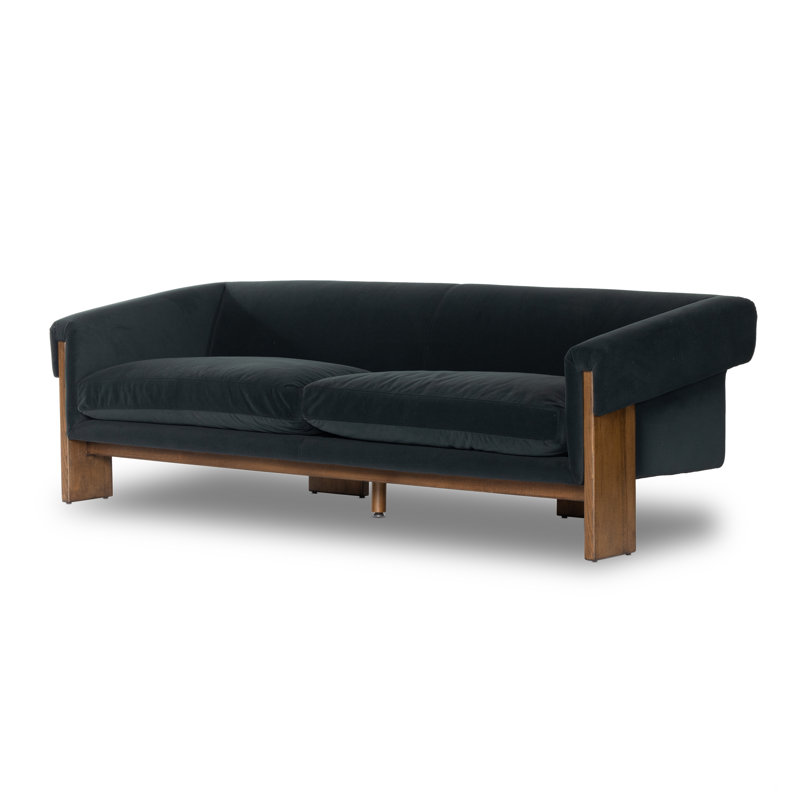 Cairo 90.5" Upholstered Sofa, Modern Velvet Smoke Polyester Blend