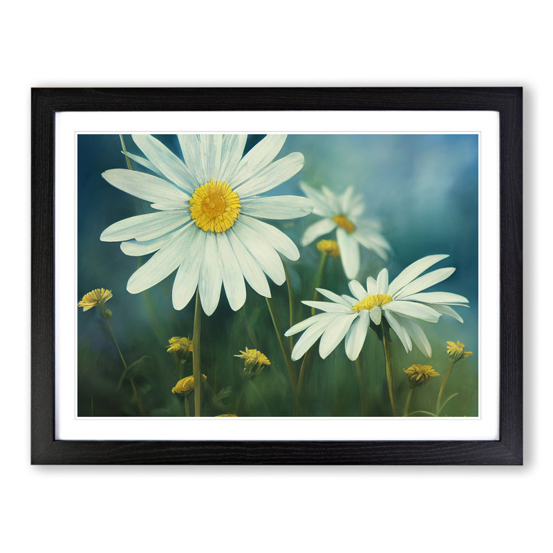 Elegant Daisy Flowers - Single Picture Frame Painting, Black , 46cm H x 64cm W x 2cm D
