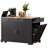 Kitchen Island with Trash Can Storage Cabinet, 3 Drawer and 3 Open Side Racks-1740455697