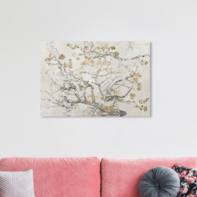 Classic and Figurative Van Gogh in Gold Blossoms Inspiration Light - Wrapped Canvas Graphic Art Print