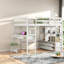Lit mezzanine multifonctionnel en pin blanc avec bureau et rangement pour famille moderne